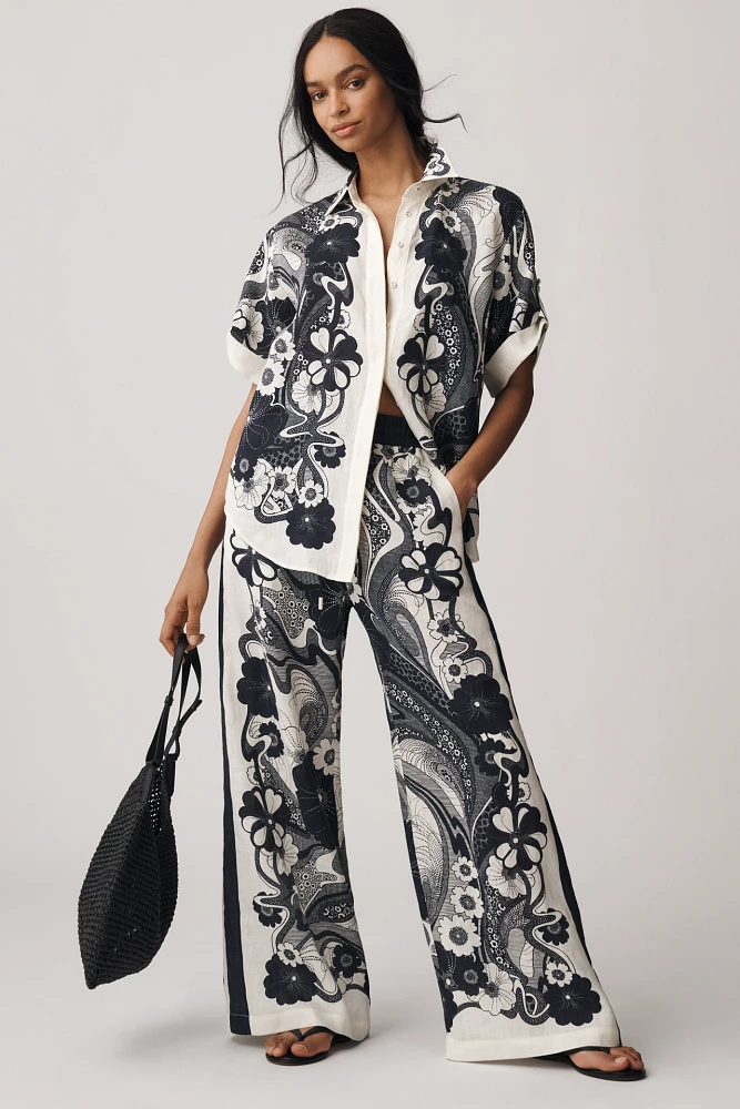 ALÉMAIS Mickey Linen Wide-Leg Pants