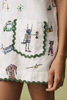 ALÉMAIS Play Linen Embroidered Sleeveless Scoop-Neck Mini Dress