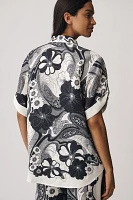 ALÉMAIS Mickey Linen Short-Sleeve Buttondown Shirt