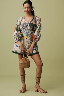 ALÉMAIS Bianca Long-Sleeve V-Neck Mini Dress