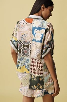 ALÉMAIS Bianca Linen Short-Sleeve Buttondown Shirt
