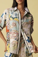ALÉMAIS Bianca Linen Short-Sleeve Buttondown Shirt
