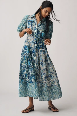 ALÉMAIS Sacha Puff-Sleeve Midi Shirt Dress
