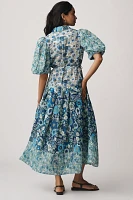 ALÉMAIS Sacha Puff-Sleeve Midi Shirt Dress