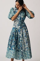 ALÉMAIS Sacha Puff-Sleeve Midi Shirt Dress