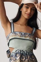 ALÉMAIS Madalena Linen Sleeveless Cut-Out Tiered Mini Dress