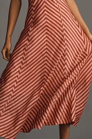 Lovaan Tess Puff-Sleeve Linen-SIlk Midi Dress