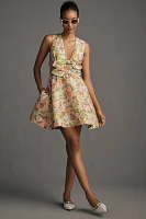 Lovaan Delilah Sleeveless Bow Linen-Silk Mini Dress