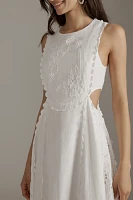 Lovaan Amelia Embroidered Linen Maxi Dress