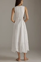 Lovaan Amelia Embroidered Linen Maxi Dress