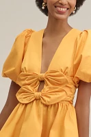 Lovaan Devon Puff-Sleeve Bow Mini Dress