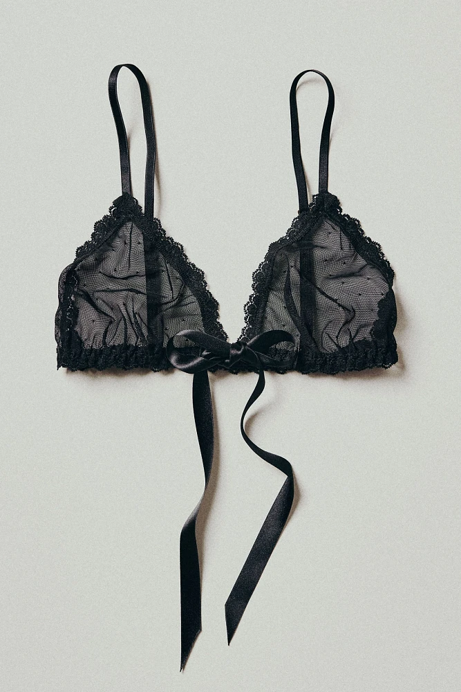 Hanky Panky Peek-a-Boo Lace Tie-Front Bralette