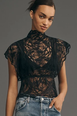 Hanky Panky Dark Romance Mock-Neck Lace Top