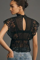 Hanky Panky Dark Romance Mock-Neck Lace Top