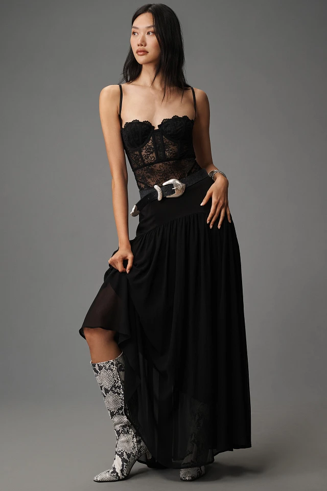 knee length dresses for ladies Lace Trim Hi-Low Dress in Mauve  Rebel and Blush