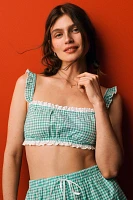 By Anthropologie Eyelet-Trim Gingham Bralette Top