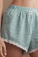 By Anthropologie Eyelet-Trim Gingham Shorts