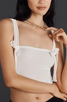 By Anthropologie Ribbed Bow Knit Tank Top