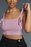 By Anthropologie Ribbed Bow Knit Tank Top