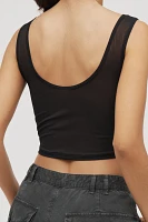 By Anthropologie Knot-Front Mesh Cropped Tank