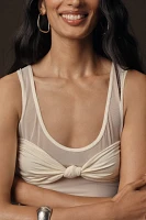 By Anthropologie Knot-Front Mesh Cropped Tank