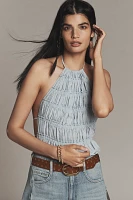 By Anthropologie Halter Tie-Back Ruched Tank