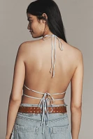 By Anthropologie Halter Tie-Back Ruched Tank
