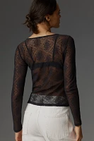 By Anthropologie Long-Sleeve Sheer Lace Top