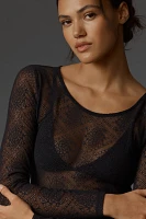 By Anthropologie Long-Sleeve Sheer Lace Top