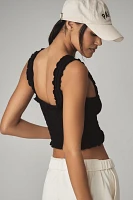 By Anthropologie Seamless Smocked Square-Neck Tank
