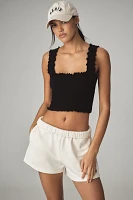 By Anthropologie Seamless Smocked Square-Neck Tank