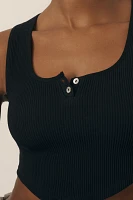 By Anthropologie Seamless Henley Crop Top