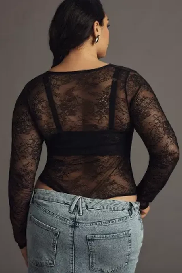 Monique Morin By Anthropologie Plunge Underwire Lace Bodysuit