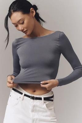 The Renna Seamless Long-Sleeve Scoop-Back Top