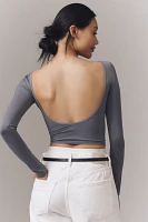 The Renna Seamless Long-Sleeve Scoop-Back Top