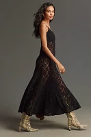 By Anthropologie Lace Godet Maxi Slip Dress