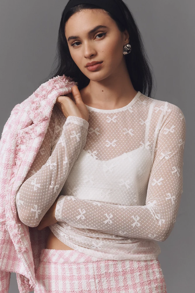 By Anthropologie Long-Sleeve Novelty Lace Top
