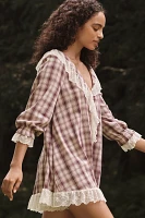 By Anthropologie Flannel Pajama Romper