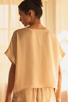 By Anthropologie Jacquard Ribbon Tape Pajama Tee