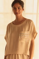 By Anthropologie Jacquard Ribbon Tape Pajama Tee