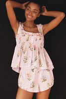 By Anthropologie Ruched Babydoll Pajama Top