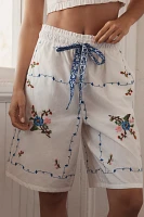 By Anthropologie Embroidered Bermuda Boxer Shorts