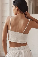 By Anthropologie Embroidered Smocked Bandeau Top