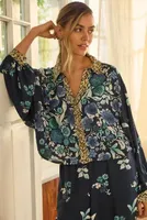 By Anthropologie Printed Batwing Pajama Top