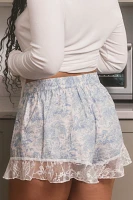 By Anthropologie Lace-Trim Pajama Shorts