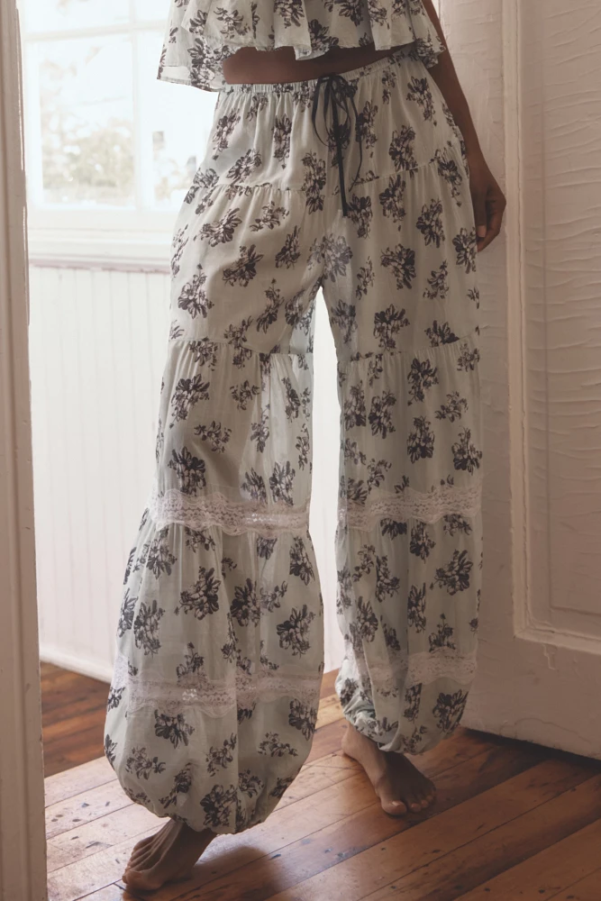 By Anthropologie Lace-Inset Pajama Pants