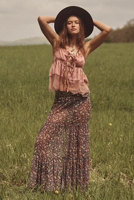 By Anthropologie Lace Tie-Front Flyaway Tank