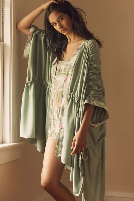 By Anthropologie Silky Ruched Robe