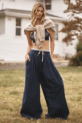 By Anthropologie Mixed Stripe Wide-Leg Pants