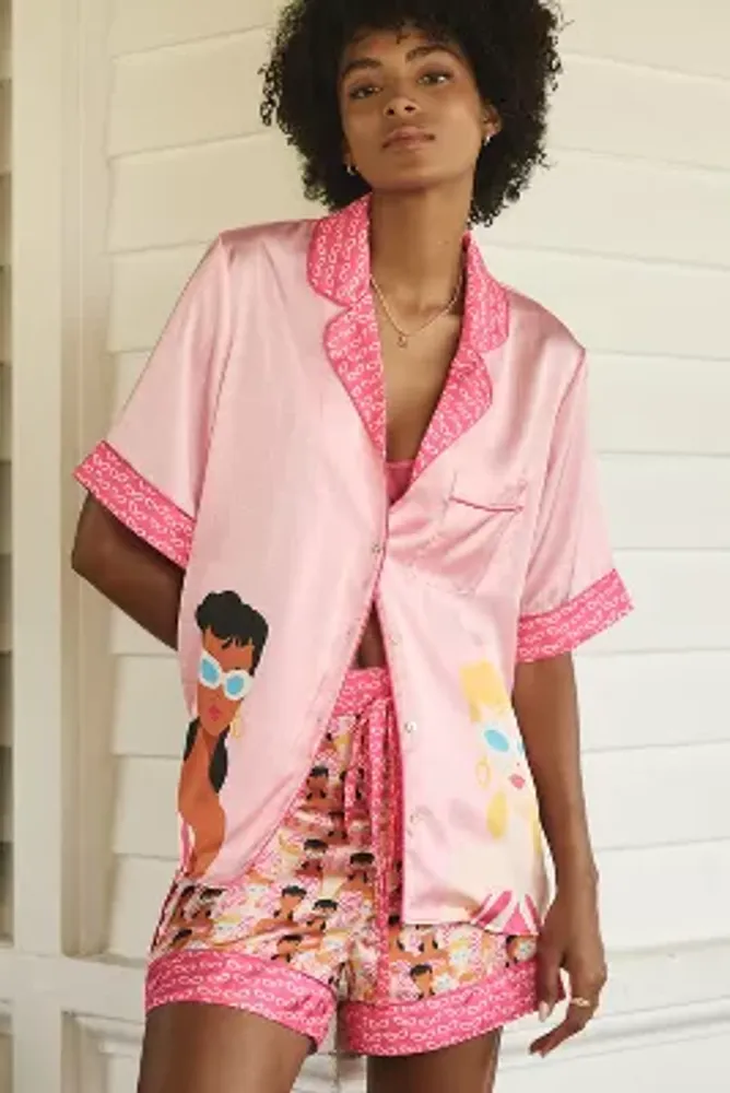 Barbie™ x Karen Mabon Short-Sleeve Poolside Pajama Set